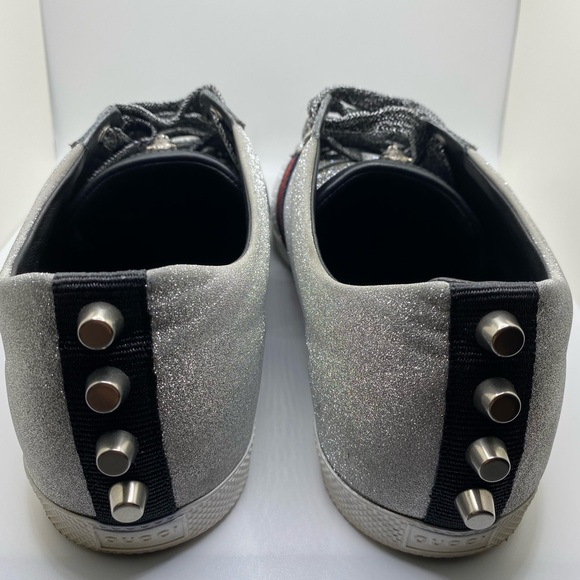 SOLD-⭐️Authentic⭐️Gucci T.Sparkle Silver Glitter Shoes - Picture 4 of 14